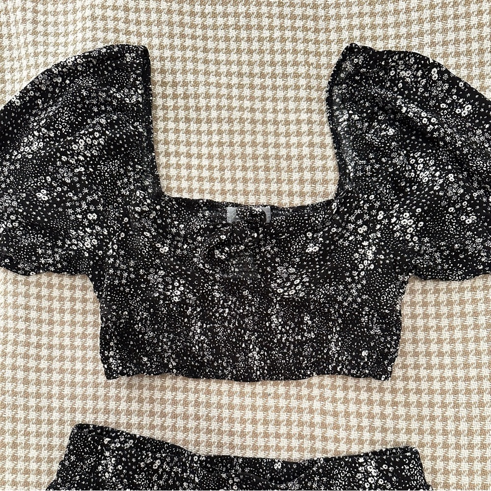 2 piece Black Floral Set